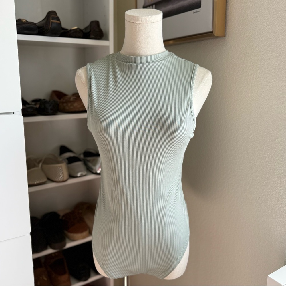 Light Blue Greenish Sleeveless Bodysuit Size Medium